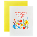 Birthday Wishes Letterpress Flowers