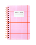 Undated Weekly Planner: Pink and Red Grid